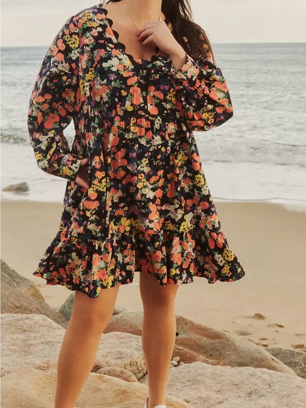 Maeve Anthropologie Women's Floral Long Sleeve Dress Blue
Orange Size M